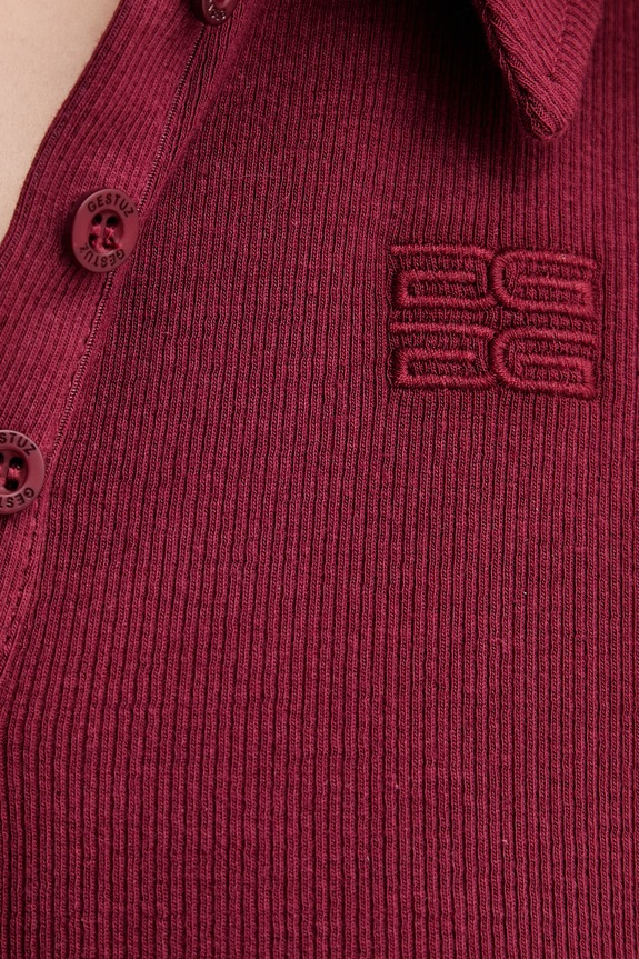 Gestuz polo damskie bawełniane z elastanem GZdrew 10910593 bordowy