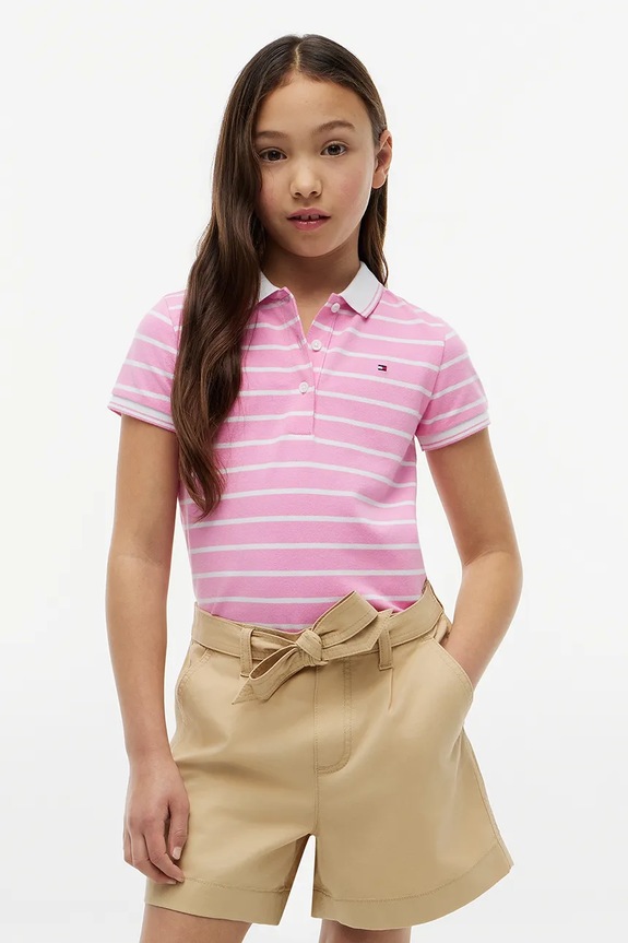 Tommy Hilfiger polo dziecięce bawełniane różowy KG0KG08556.9BY2