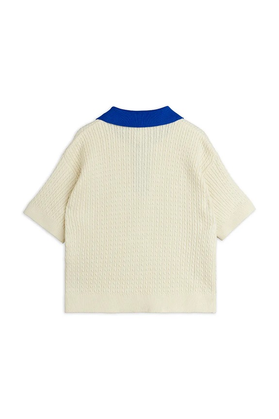 Mini Rodini polo swetrowe dziecięce bawełniane Cable 26620104 biały AW26