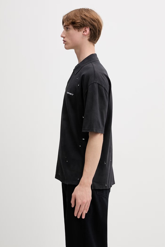 Carhartt WIP S/S Painter polo bawełniane męskie I036856 czarny AW26