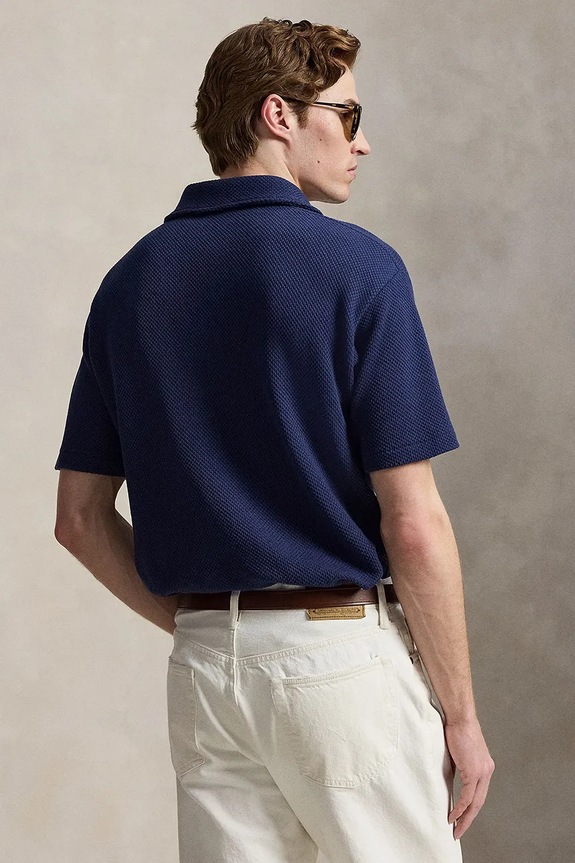 Polo Ralph Lauren polo pentru bărbați, cu bumbac 710B18542 bleumarin AW26