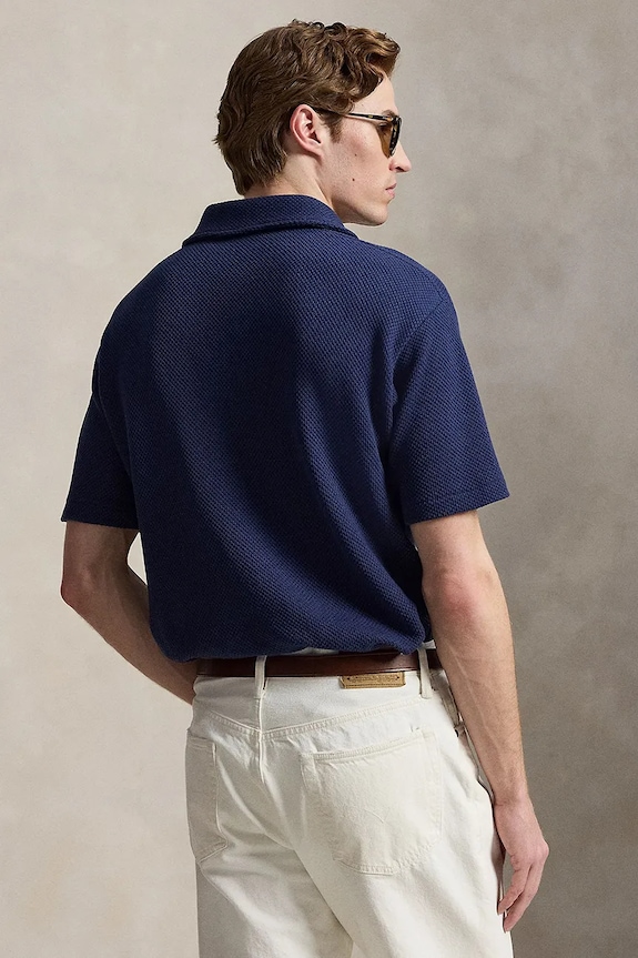 Polo Ralph Lauren polo pentru bărbați, cu bumbac 710B18542 bleumarin AW26