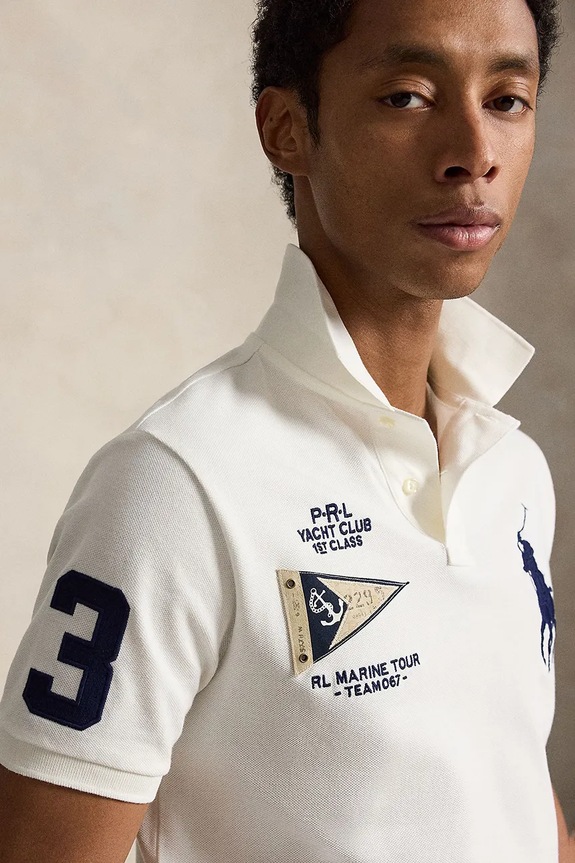 Polo Ralph Lauren polo pentru bărbați, din bumbac bej 710B21921