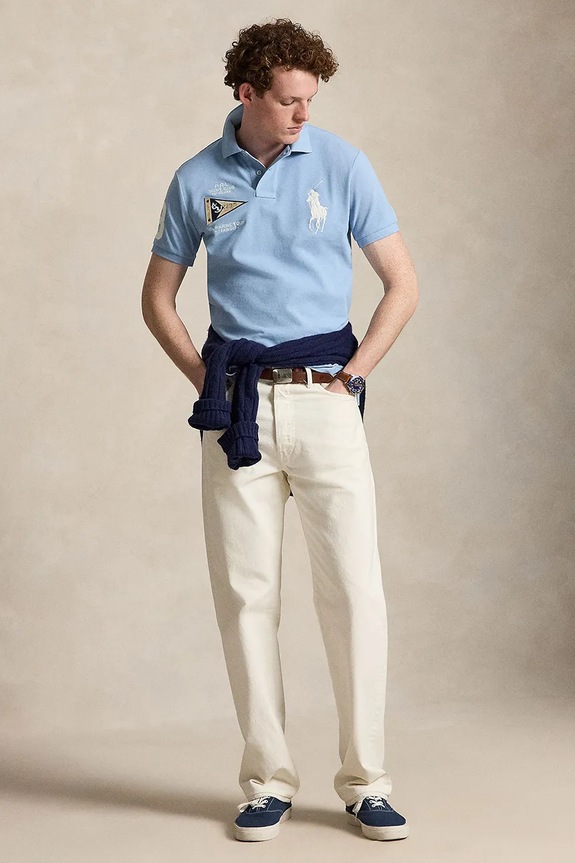 Одяг Polo Ralph Lauren поло чоловіче бавовняне 710B21921 блакитний