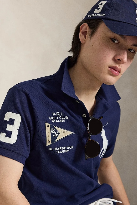 Polo Ralph Lauren polo pentru bărbați, din bumbac bleumarin 710B21921