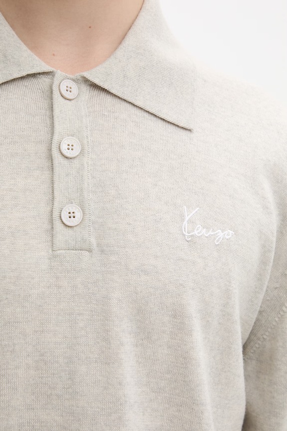Kenzo svetrové polo pánské vlněné FG65PO8033LB šedá