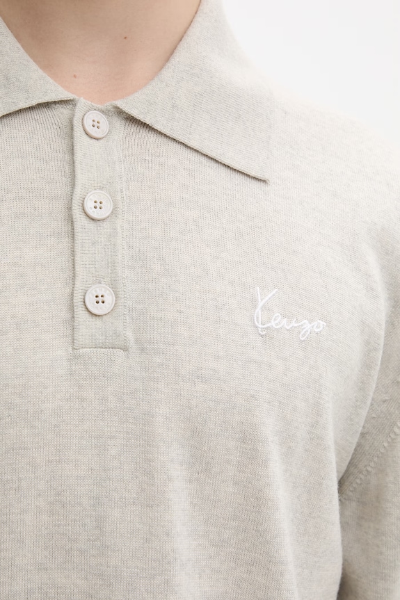 Kenzo svetrové polo pánské vlněné FG65PO8033LB šedá