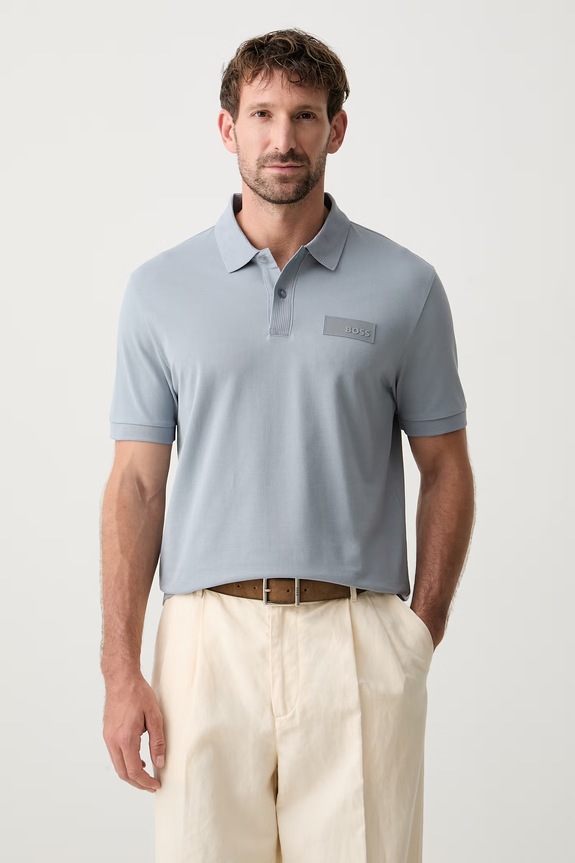 BOSS Green polo męskie bawełniane Paddy Structure niebieski 50565163