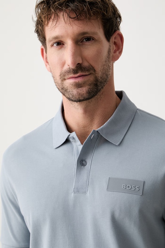 BOSS Green polo męskie bawełniane Paddy Structure niebieski 50565163