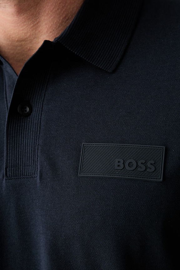 BOSS Green поло чоловіче бавовняне Paddy Structure 50565163 темно-синій