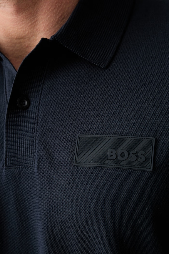 BOSS Green поло чоловіче бавовняне Paddy Structure 50565163 темно-синій