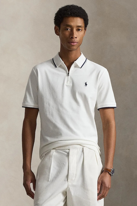 Polo Ralph Lauren polo majica moška z bombažem bela 710B19737