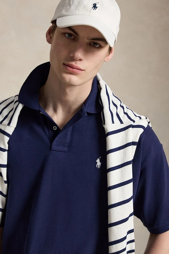 Polo Ralph Lauren поло для мужчин из хлопка 710B18907 тёмно-синий