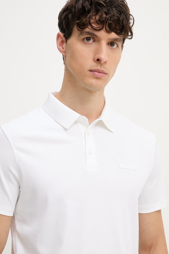 Calvin Klein polo męskie bawełniane biały LV04LH204G