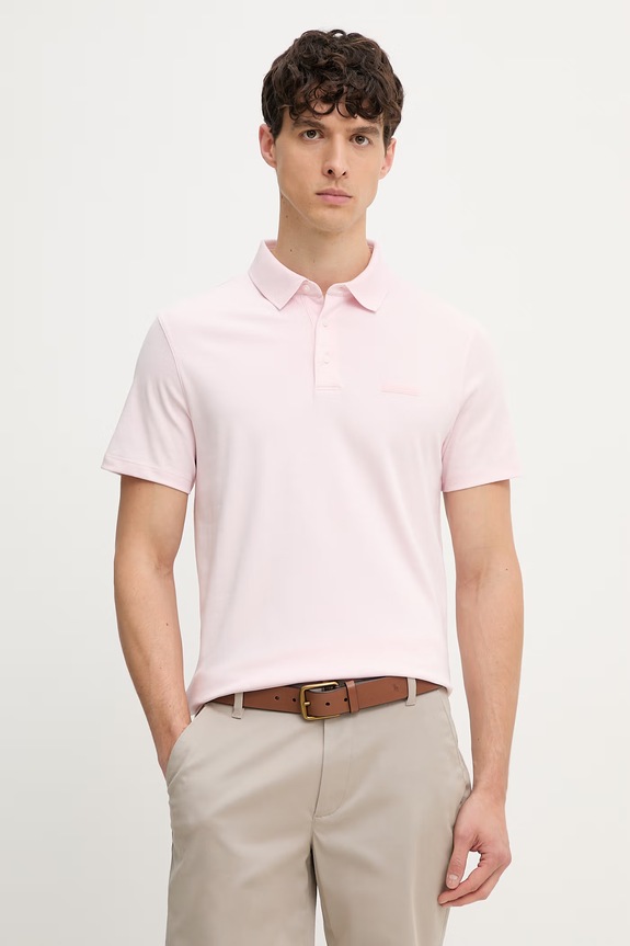 Calvin Klein Polo tričko pánske bavlnené ružová LV04LH204G
