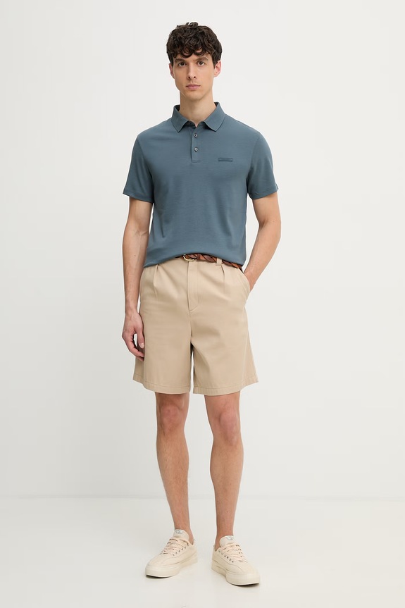 Calvin Klein polo tričko pánske bavlnené LV04LH204G tyrkysová AW26
