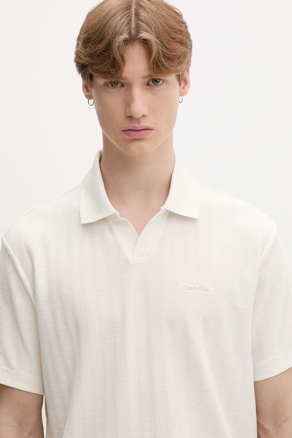 Calvin Klein polo majica za muškarce s pamukom bež LV04LG209G
