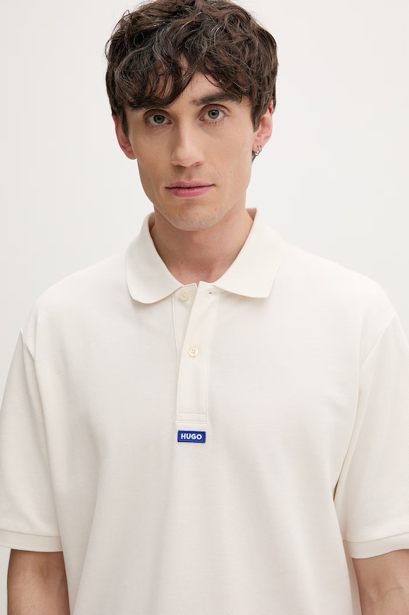 HUGO Blue polo męskie bawełniane Nolitos beżowy 50564309