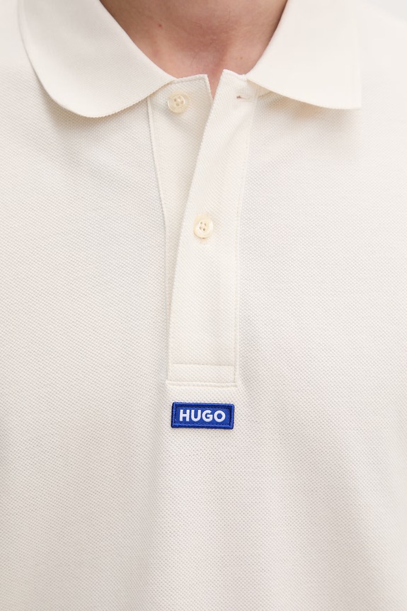HUGO Blue polo męskie bawełniane Nolitos 50564309 beżowy