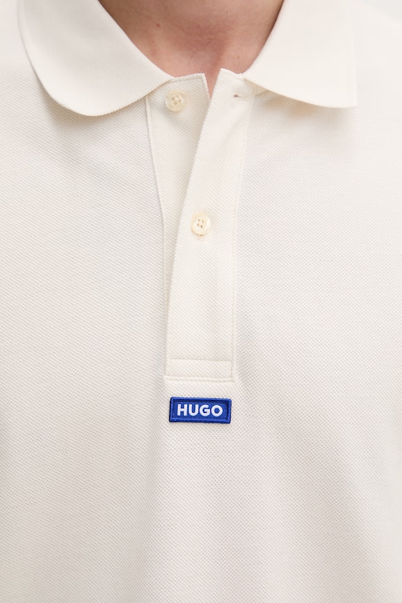 HUGO Blue polo męskie bawełniane Nolitos 50564309 beżowy