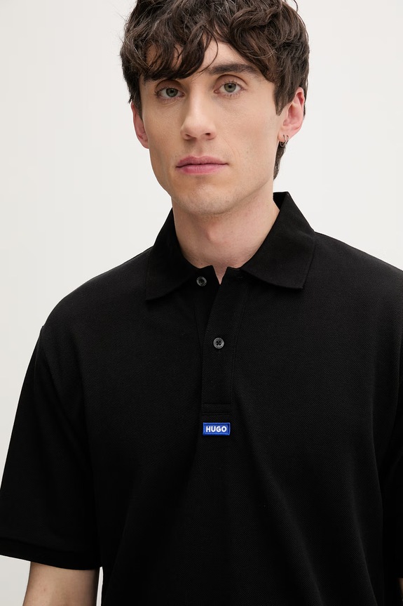 HUGO Blue polo majica za muškarce od pamuka Nolitos crna 50564309