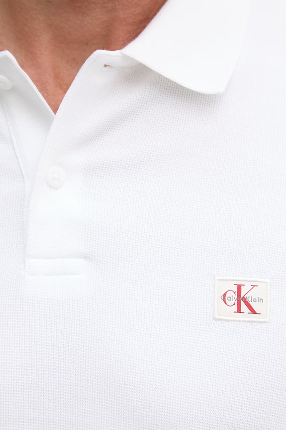 Calvin Klein Jeans polo tričko pánske s bavlnou LV04RG217G biela