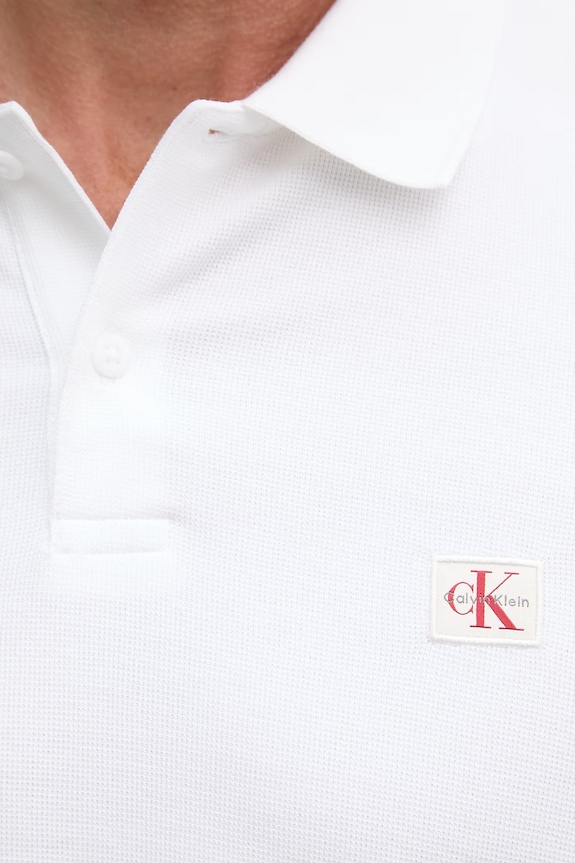 Calvin Klein Jeans polo tričko pánske s bavlnou LV04RG217G biela