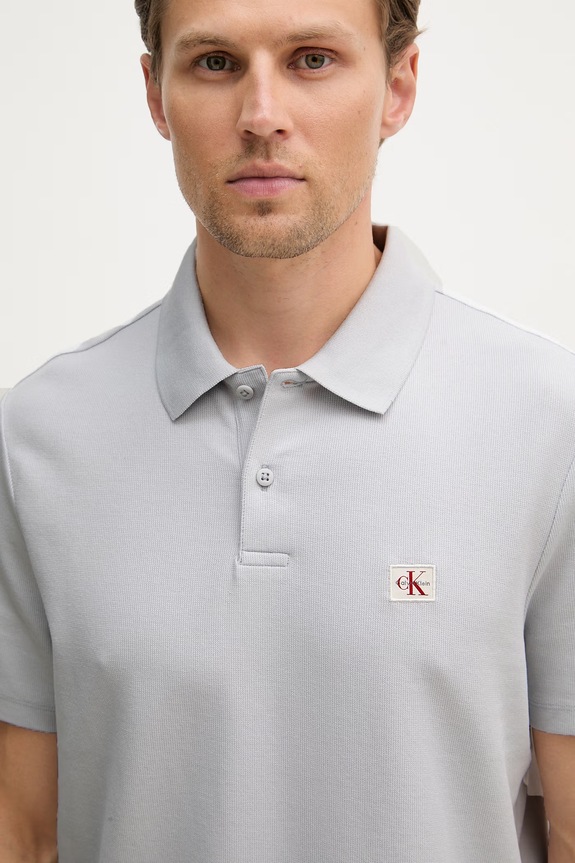Calvin Klein Jeans polo tričko pánske s bavlnou sivá LV04RG217G