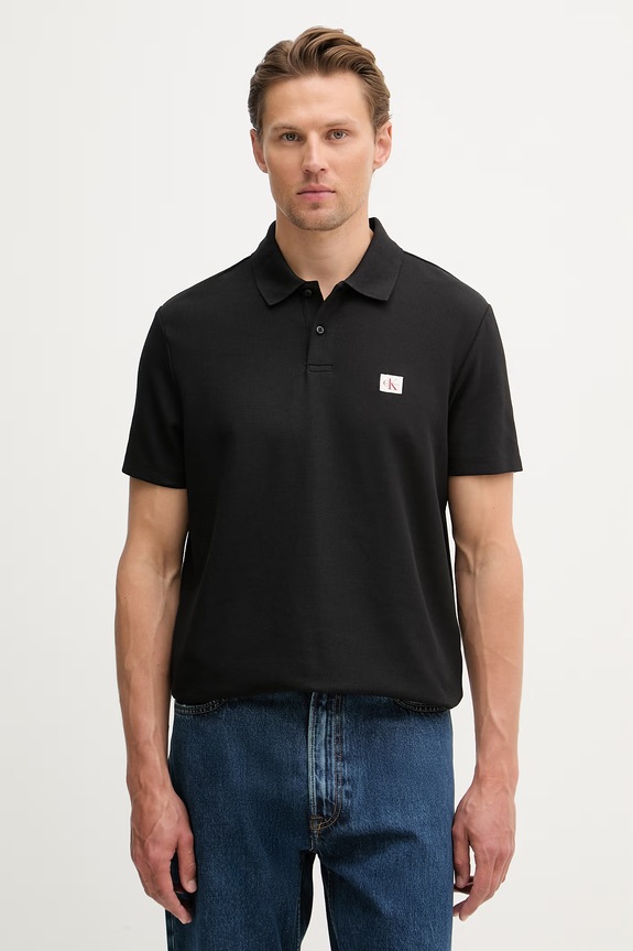 Calvin Klein Jeans polo tričko pánske s bavlnou čierna LV04RG217G