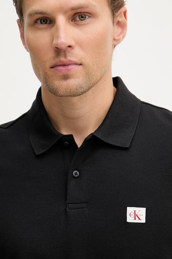 Calvin Klein Jeans polo tričko pánske s bavlnou čierna LV04RG217G
