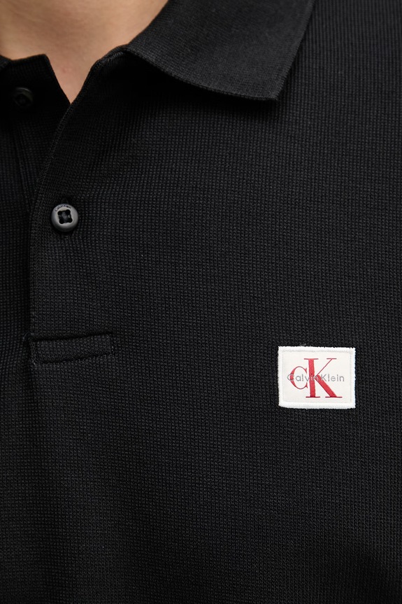 Calvin Klein Jeans polo tričko pánske s bavlnou LV04RG217G čierna