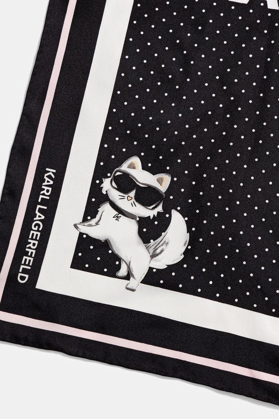 Karl Lagerfeld marama za žene svilena IKON B3W33037 crna AW26