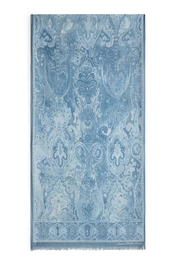 Lauren Ralph Lauren šál dámský s příměsí hedvábí 454P18528 modrá AW26