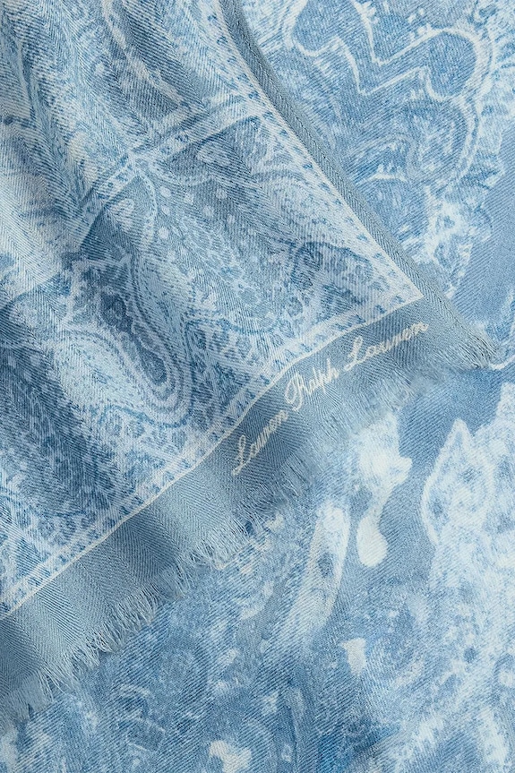 Doplňky Lauren Ralph Lauren šál dámský s příměsí hedvábí 454P18528 modrá
