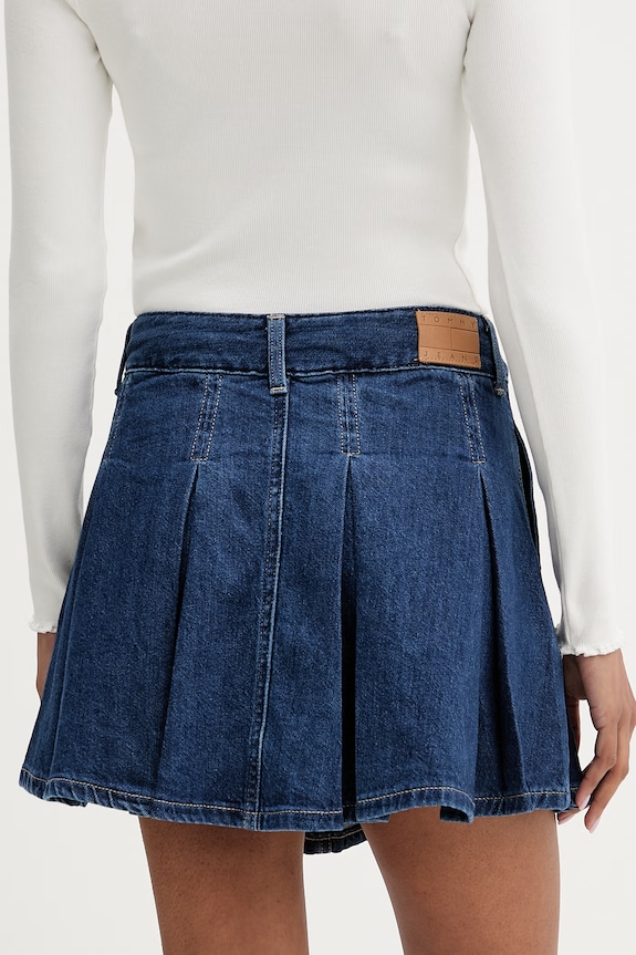 Odzież Tommy Jeans spódnica plisowana jeansowa DW0DW22897 granatowy