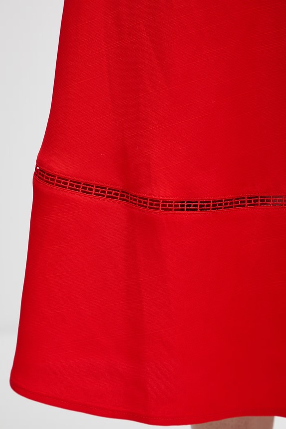 Tommy Hilfiger áčková sukně s viskózou červená WW0WW51057