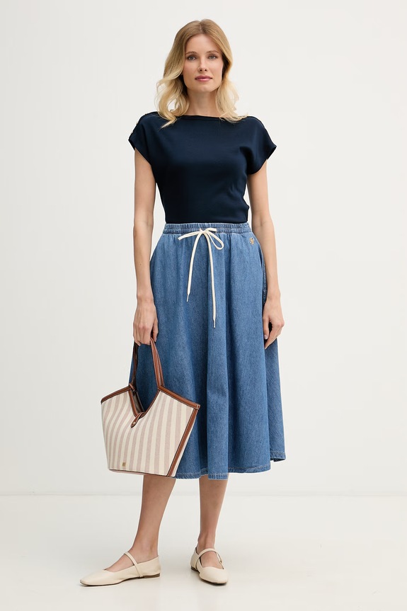 Tommy Hilfiger sukňa rifľová WW0WW50015 modrá AW26