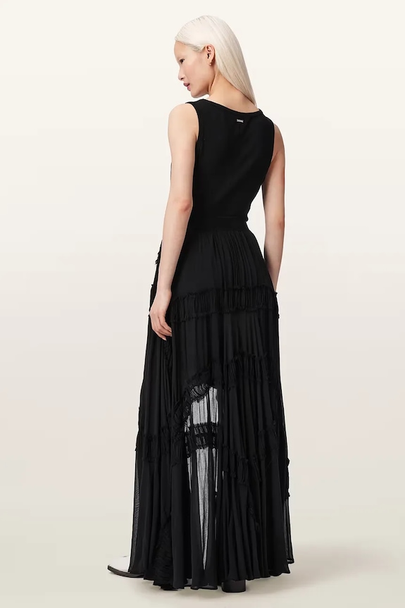 Îmbrăcăminte AllSaints fustă asimetrică din vâscoză DORINA W102RE negru