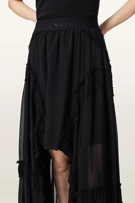 AllSaints fustă asimetrică din vâscoză DORINA W102RE negru