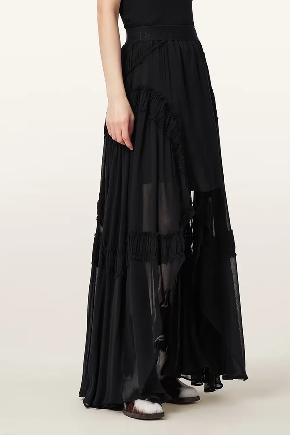 AllSaints fustă asimetrică din vâscoză DORINA W102RE