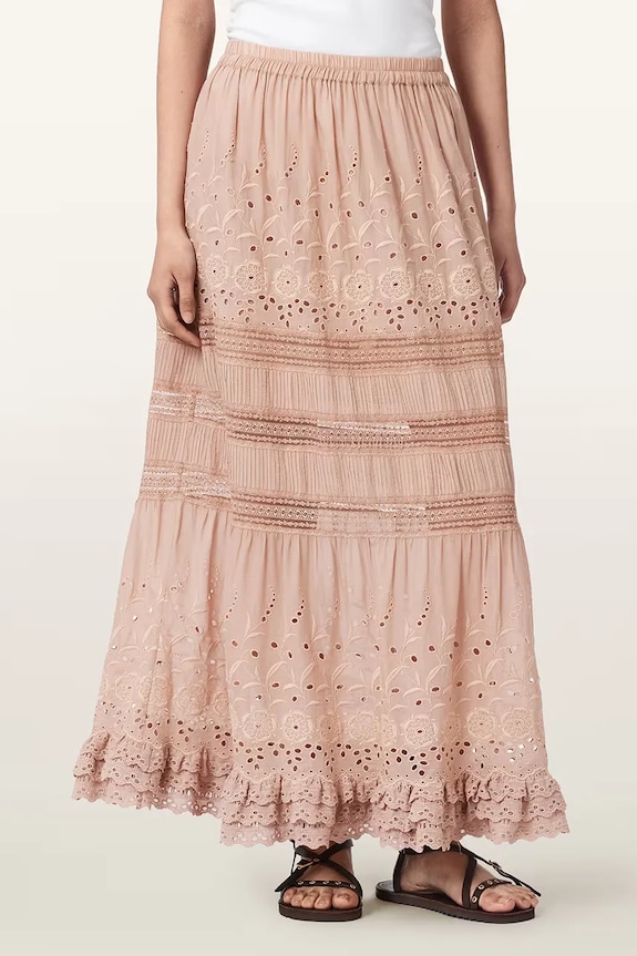 AllSaints fustă cu vâscoză CAMILLE roz W055RE