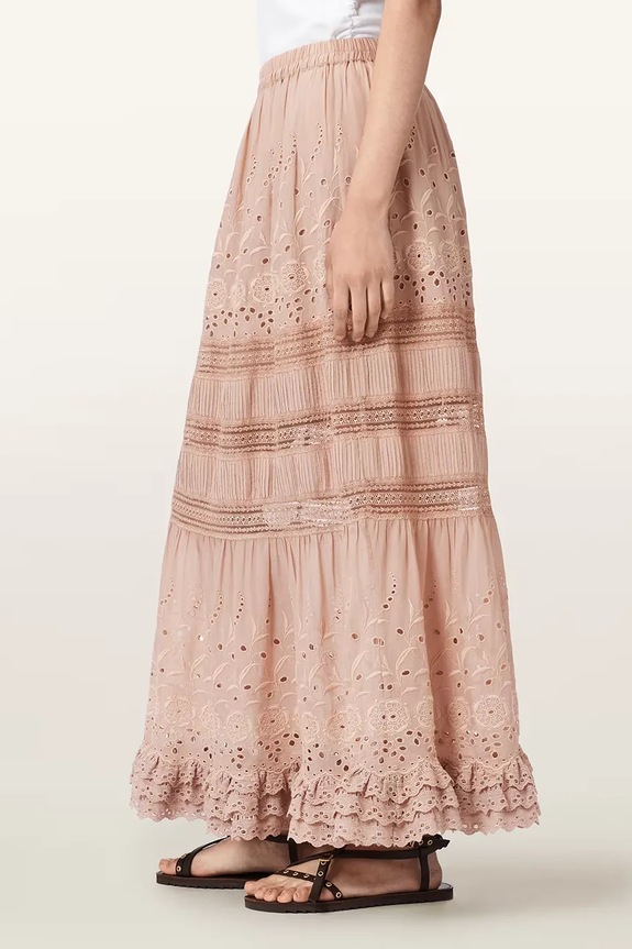 AllSaints fustă cu vâscoză CAMILLE W055RE roz