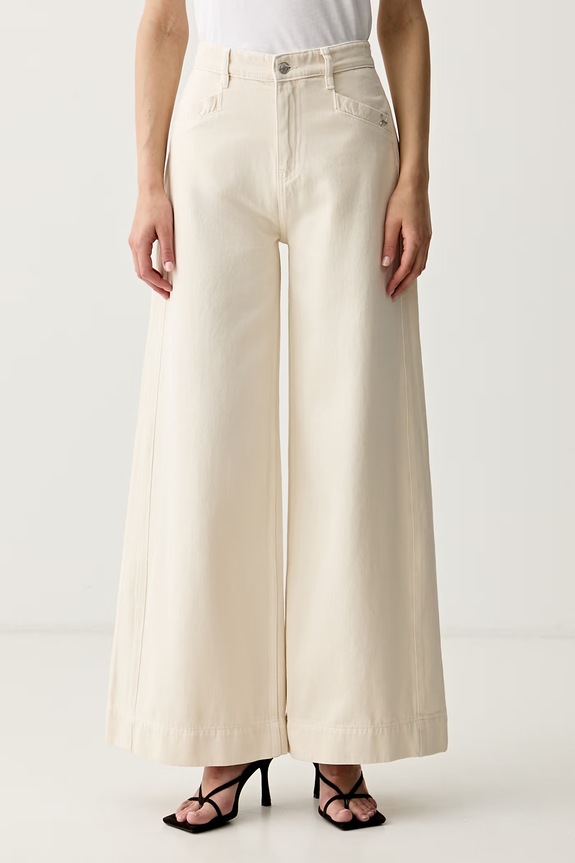 Joop! jeansy wide leg damskie beżowy 30104408