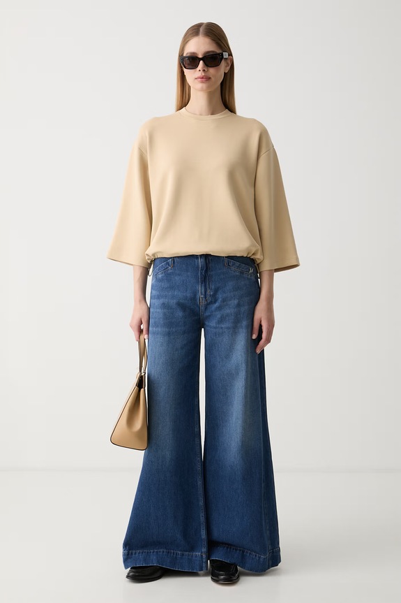 Joop! jeansy wide leg damskie 30104368 niebieski AW26