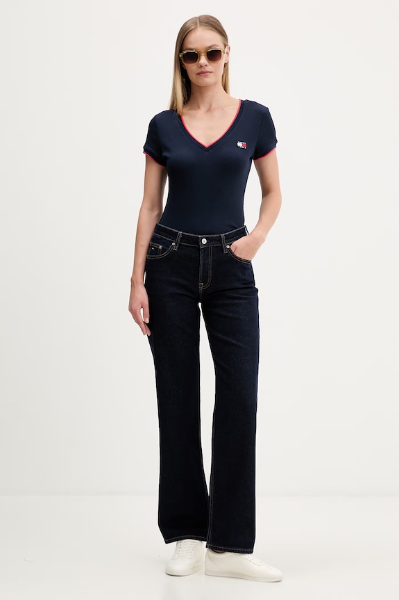 Tommy Jeans jeansy straight damskie DW0DW23584 granatowy AW26