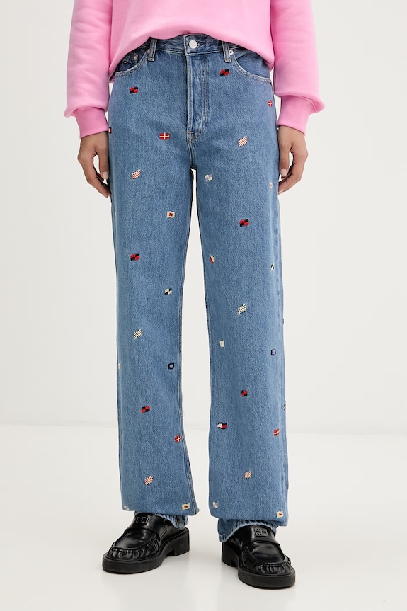 Tommy Jeans jeansy straight damskie niebieski DW0DW23100