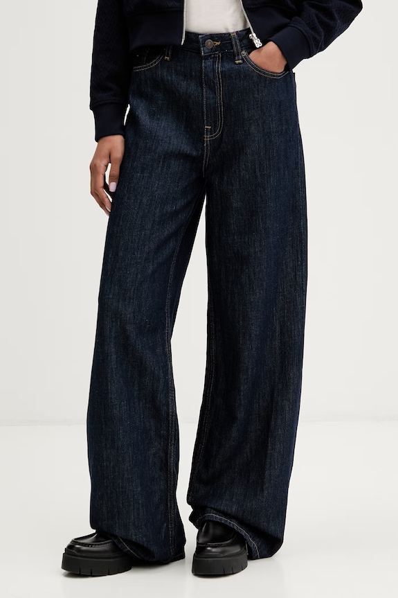 Tommy Jeans rifle wide leg dámske tmavomodrá DW0DW23093