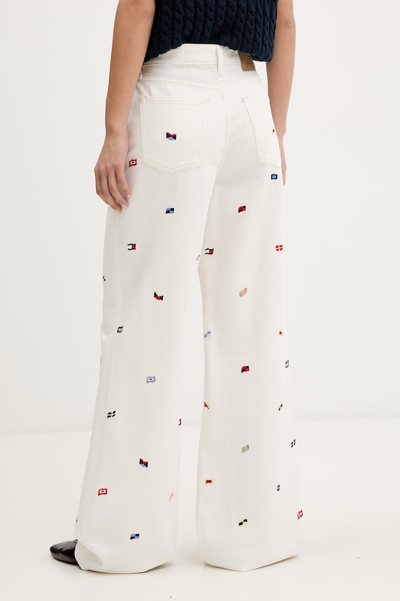 Odzież Tommy Jeans jeansy wide leg damskie DW0DW23042 beżowy