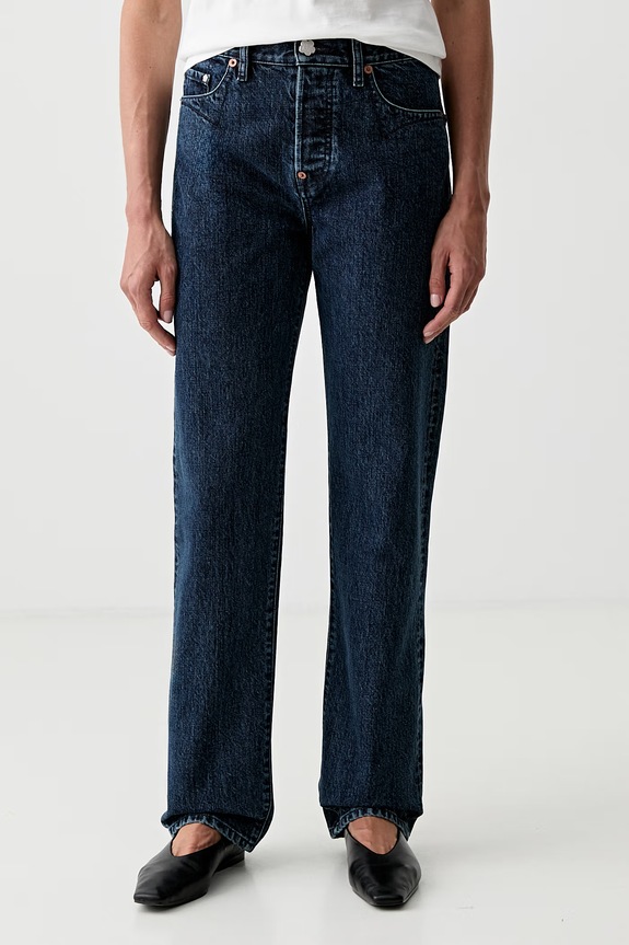 Kenzo jeansy straight damskie granatowy FG62DP2426U3