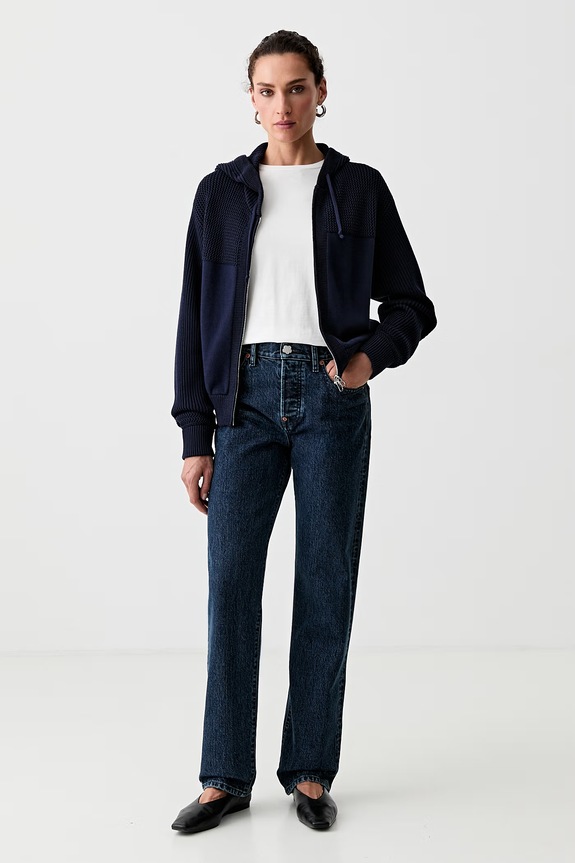 Kenzo jeansy straight damskie FG62DP2426U3 granatowy AW26